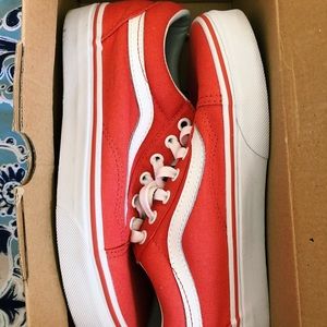 Coral and white vans